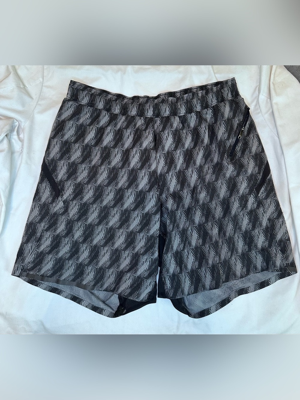 Lululemon T.H.E. Shorts Men’s Small Gray Black Print Lined Running Training Gym